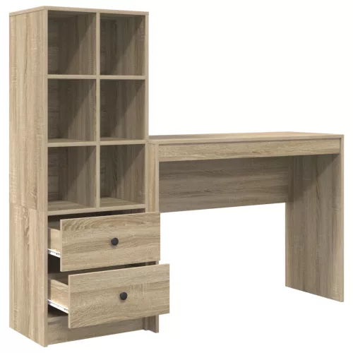  Asztal fiókkal polcokkal tárolóval 2 pcs Sonoma tölgy