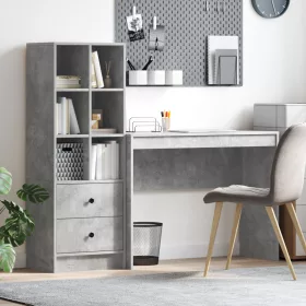  Asztal fiókkal polcokkal tárolóval 2 pcs Beton Szürke