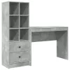  Asztal fiókkal polcokkal tárolóval 2 pcs Beton Szürke