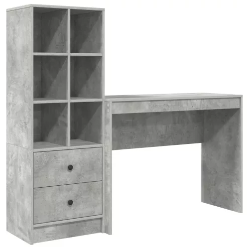  Asztal fiókkal polcokkal tárolóval 2 pcs Beton Szürke