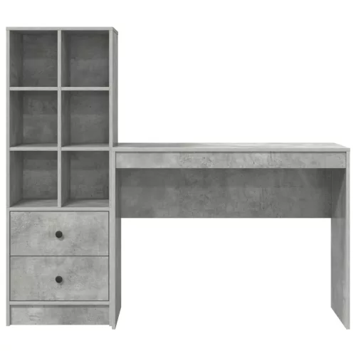  Asztal fiókkal polcokkal tárolóval 2 pcs Beton Szürke
