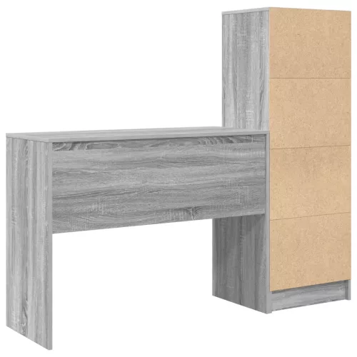  Asztal fiókkal polcokkal tárolóval 2 pcs Szürke Sonoma
