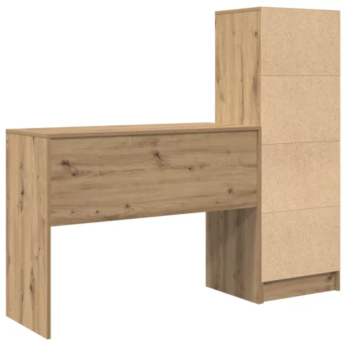  Asztal fiókkal polcokkal tárolóval 2 pcs Artisan tölgy