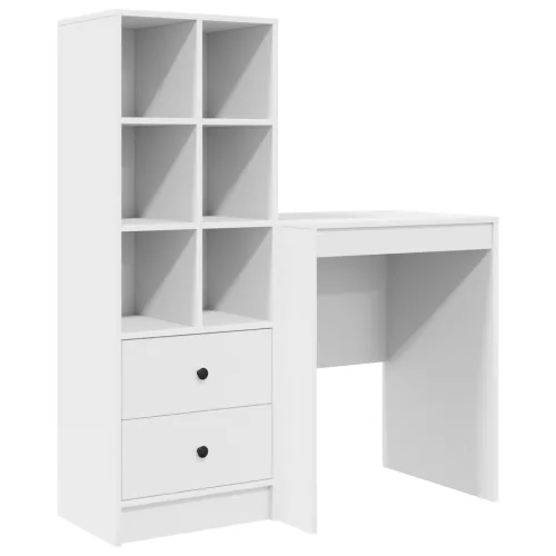  Asztal fiókkal polcokkal tárolóval 2 pcs Fehér