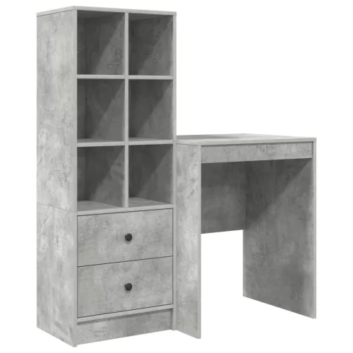  Asztal fiókkal polcokkal tárolóval 2 pcs Beton Szürke