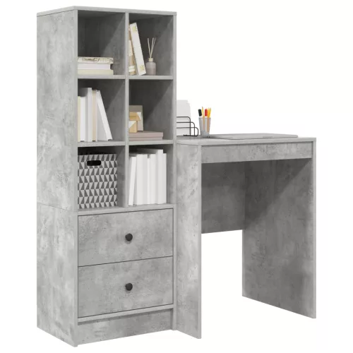  Asztal fiókkal polcokkal tárolóval 2 pcs Beton Szürke