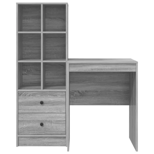  Asztal fiókkal polcokkal tárolóval 2 pcs Szürke Sonoma