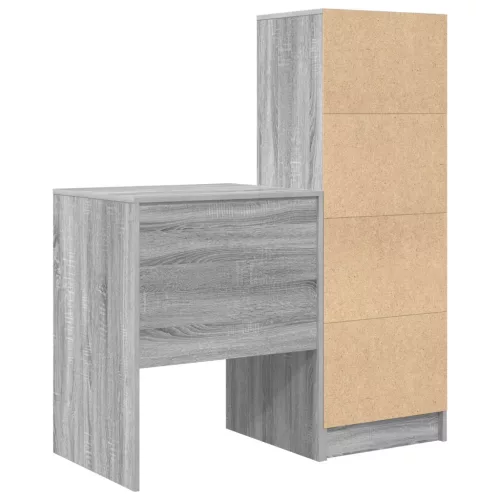  Asztal fiókkal polcokkal tárolóval 2 pcs Szürke Sonoma