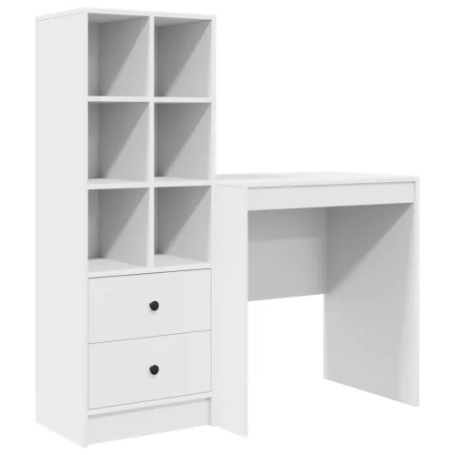  Asztal fiókkal polcokkal tárolóval 2 pcs Fehér
