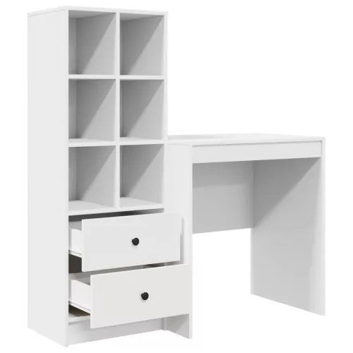  Asztal fiókkal polcokkal tárolóval 2 pcs Fehér