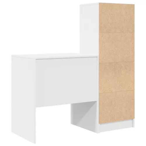  Asztal fiókkal polcokkal tárolóval 2 pcs Fehér