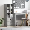  Asztal fiókkal polcokkal tárolóval 2 pcs Beton Szürke