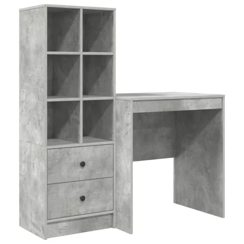  Asztal fiókkal polcokkal tárolóval 2 pcs Beton Szürke