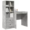  Asztal fiókkal polcokkal tárolóval 2 pcs Beton Szürke