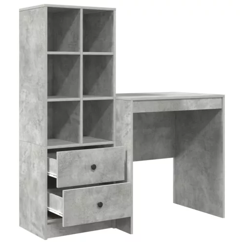  Asztal fiókkal polcokkal tárolóval 2 pcs Beton Szürke