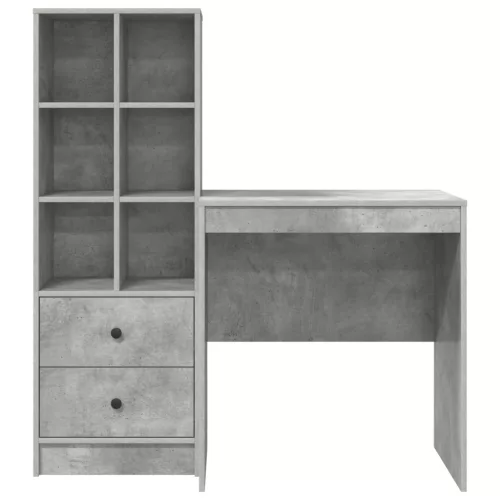  Asztal fiókkal polcokkal tárolóval 2 pcs Beton Szürke
