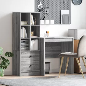  Asztal fiókkal polcokkal tárolóval 2 pcs Szürke Sonoma