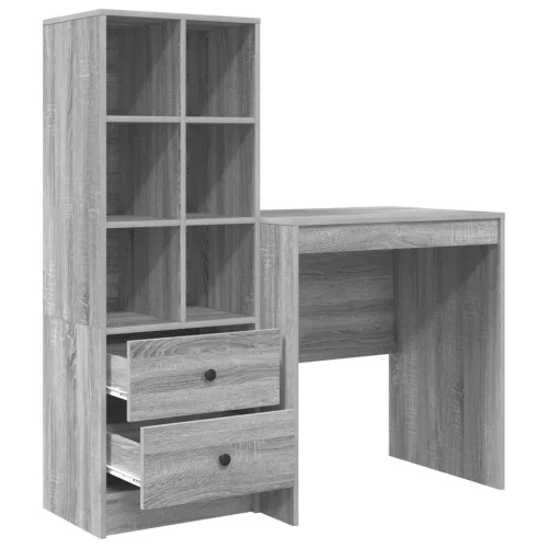  Asztal fiókkal polcokkal tárolóval 2 pcs Szürke Sonoma