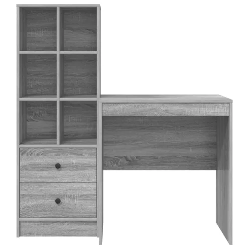  Asztal fiókkal polcokkal tárolóval 2 pcs Szürke Sonoma