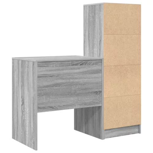  Asztal fiókkal polcokkal tárolóval 2 pcs Szürke Sonoma