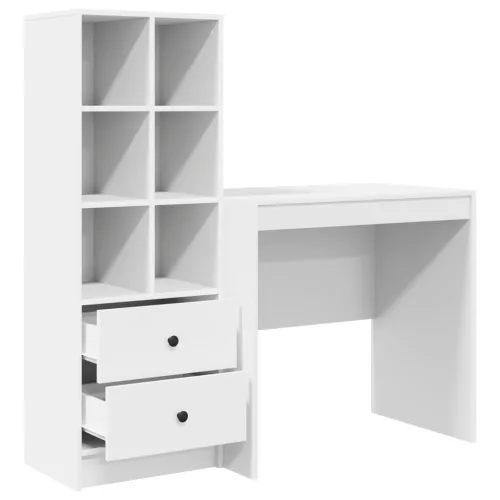  Asztal fiókkal polcokkal tárolóval 2 pcs Fehér