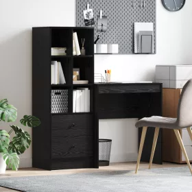  Asztal fiókkal polcokkal tárolóval 2 pcs Fekete tölgy