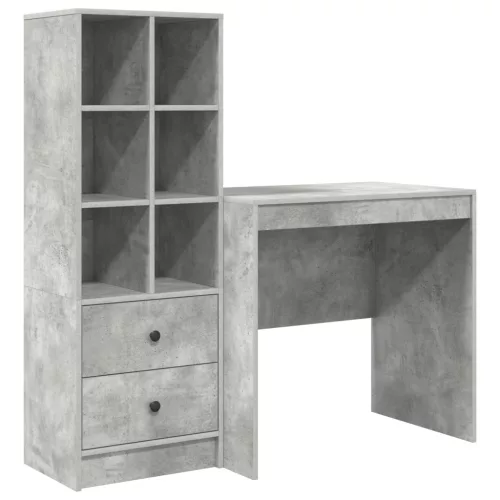  Asztal fiókkal polcokkal tárolóval 2 pcs Beton Szürke
