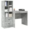  Asztal fiókkal polcokkal tárolóval 2 pcs Beton Szürke