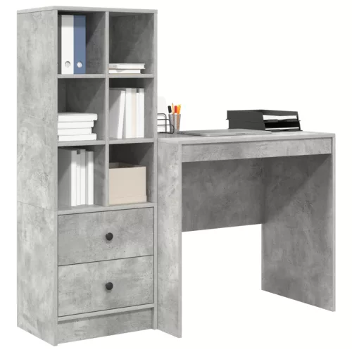  Asztal fiókkal polcokkal tárolóval 2 pcs Beton Szürke