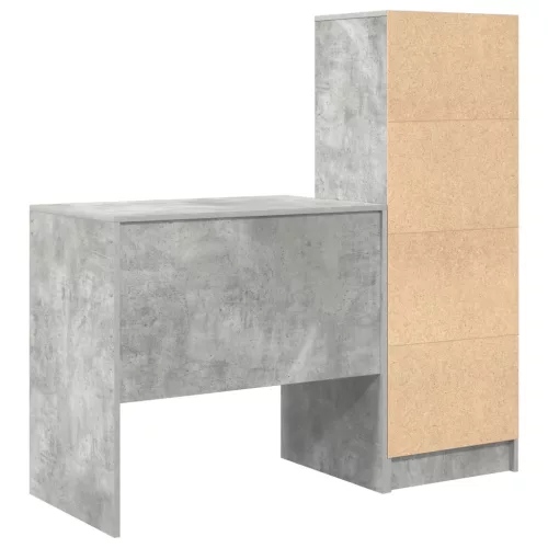  Asztal fiókkal polcokkal tárolóval 2 pcs Beton Szürke