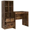  Asztal fiókkal polcokkal tárolóval 2 pcs Füstölt tölgy