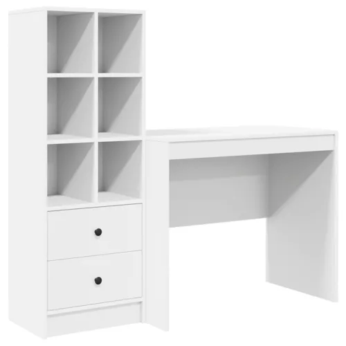  Asztal fiókkal polcokkal tárolóval 2 pcs Fehér
