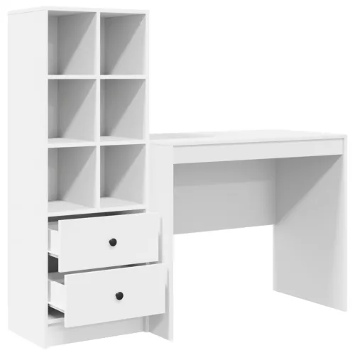  Asztal fiókkal polcokkal tárolóval 2 pcs Fehér