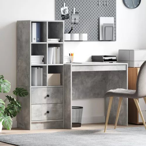  Asztal fiókkal polcokkal tárolóval 2 pcs Beton Szürke