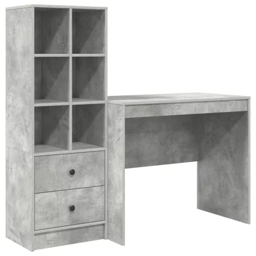  Asztal fiókkal polcokkal tárolóval 2 pcs Beton Szürke