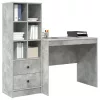  Asztal fiókkal polcokkal tárolóval 2 pcs Beton Szürke