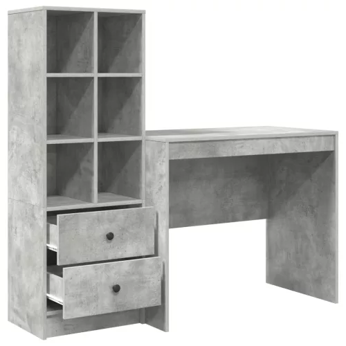  Asztal fiókkal polcokkal tárolóval 2 pcs Beton Szürke