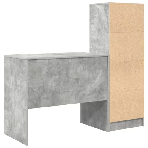  Asztal fiókkal polcokkal tárolóval 2 pcs Beton Szürke