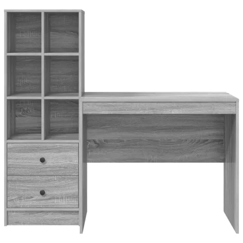  Asztal fiókkal polcokkal tárolóval 2 pcs Szürke Sonoma