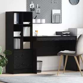  Asztal fiókkal 2 pcs Fekete tölgy