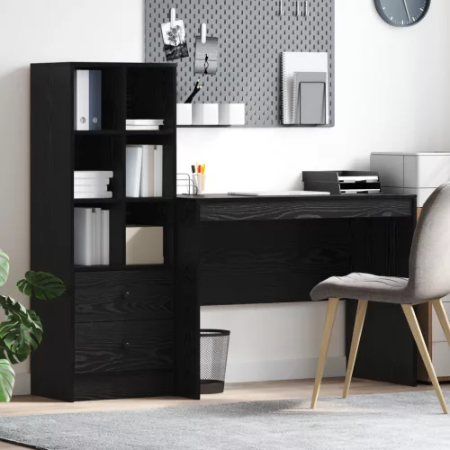  Asztal fiókkal 2 pcs Fekete tölgy
