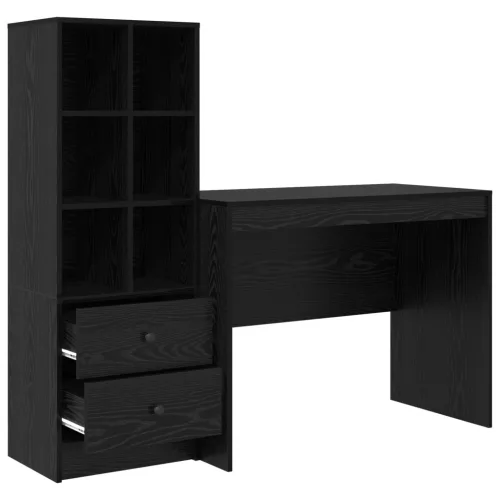  Asztal fiókkal 2 pcs Fekete tölgy