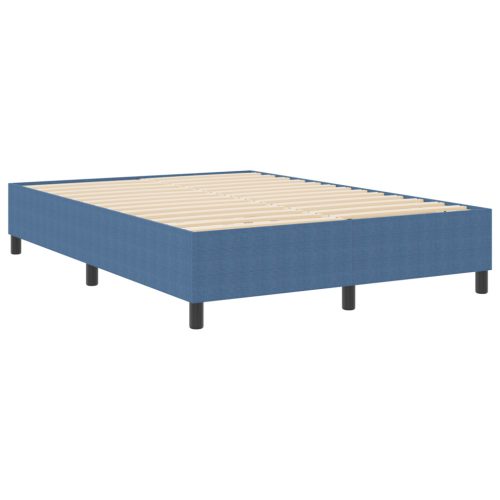  Boxspring Ágy Kék 140x200 cm Bordázott Szövet