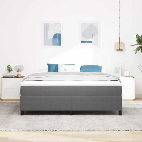  Boxspring Ágy Mattal - Világosszürke, Szuper King Size, Bordás Szövet