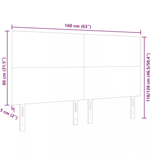  Fejtámla fejtámlával Sötétszürke 160 cm Műbőr