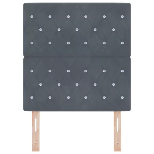  Fejléces Kristálygombos Párnázott Sötétszürke 80 cm Bársonyos