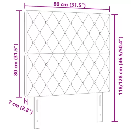  Fejtámla Kristály Gombos Tuftált Sötétkék 80 cm Bársony