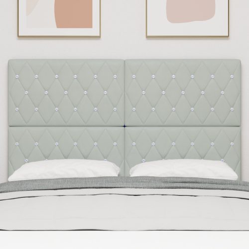  Fejtámla Kristálygombokkal Tűzött Világosszürke 160 cm Bársony