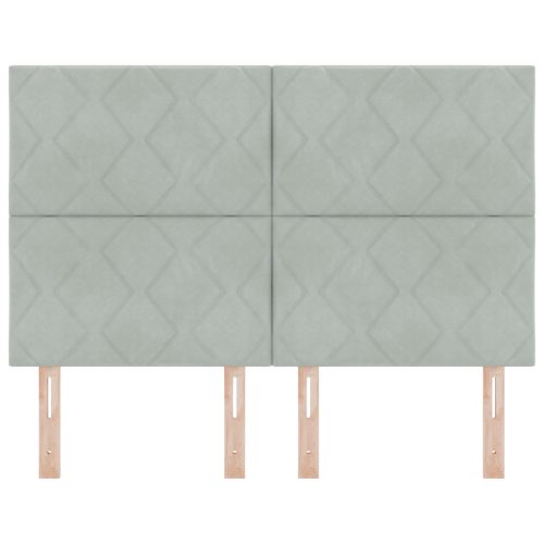  Világosszürke Gyémánt Mintás Velvet Fejtámla - 140 cm