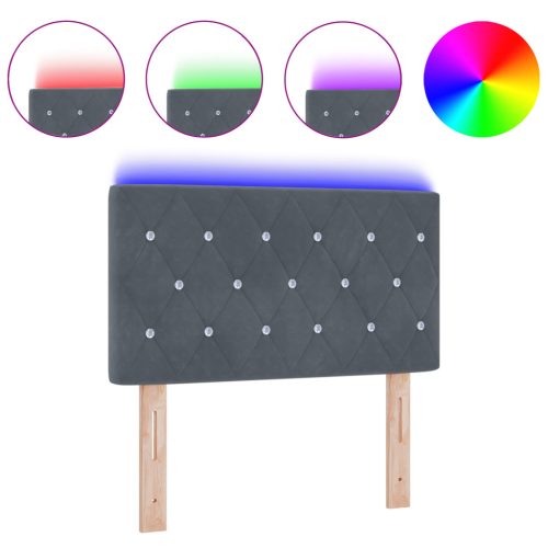  LED fejtámla kristály gombos steppelt sötétszürke 80 cm bársony